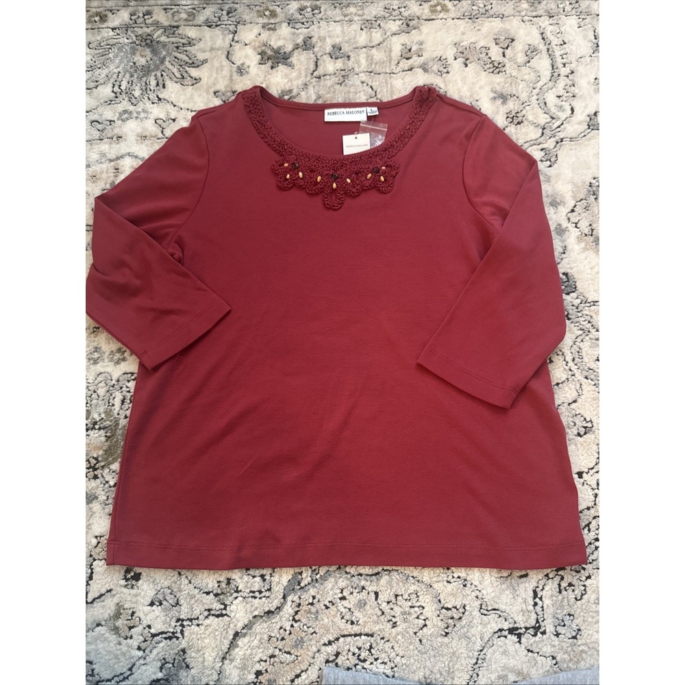 NWT Rebecca Malone Ladies Size L 3/4 Sleeved Top